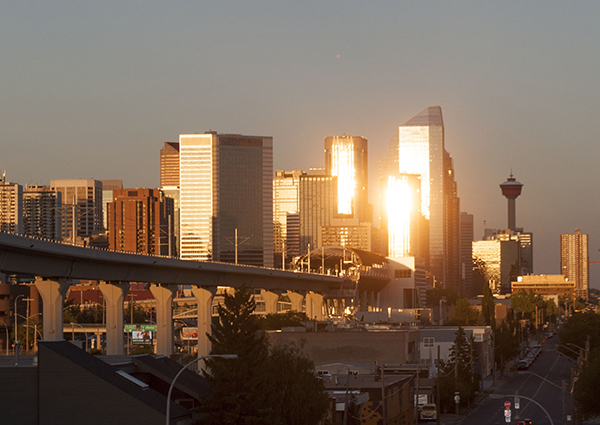 Downtown sunset, looking east Downtown sunset, looking east