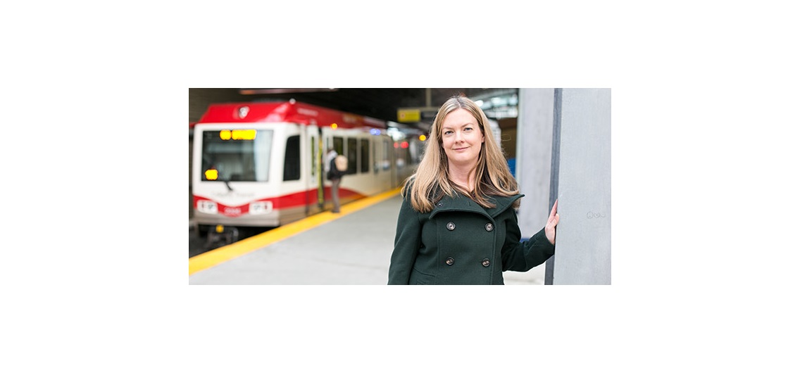 CALGARY, AB.; Nov 19, 2015 – University of Calgary Economics Graduate Laura who wrote a thesis on how LRT’s are impacting housing prices. Photos taken at the 69th street station on the South West Line.  (Michelle Hofer/Michelle Hofer Photography) For CREB – Jamie Zachary.