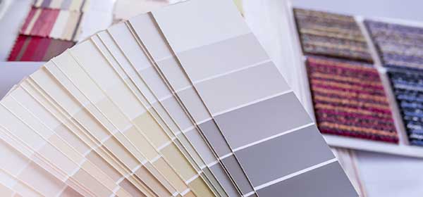 Interior design color samples plan with fabric swatch