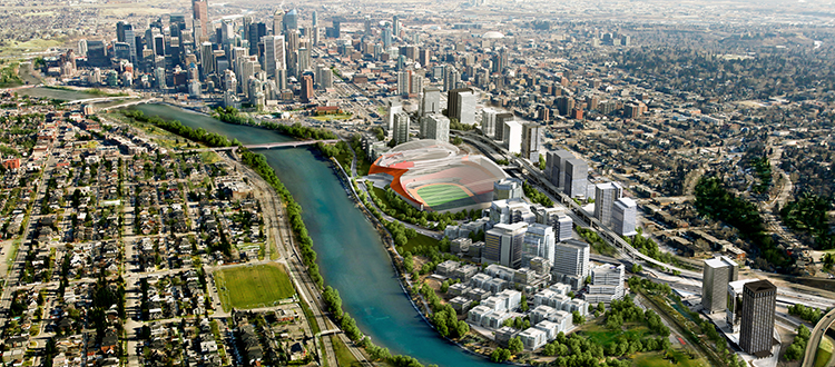 CalgaryNEXT would include a 
19,000 seat arena/event centre and a 30,000-seat ‘multi-sport fieldhouse stadium.'