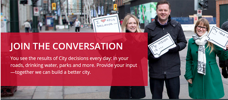 The City of Calgary's new 'engage portal' site features background information on projects, project timelines, social-sharing buttons, map-based commenting and more.