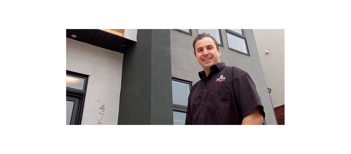 Brett Taylor is owner of Red Tree Custom Homes and shows a three-storey townhome show suite in Montgomery on 4727 17th Ave. N.W. Taylor said a third floor provides space for luxury features. Photo by Lindsay Holden/For CREB®Now.