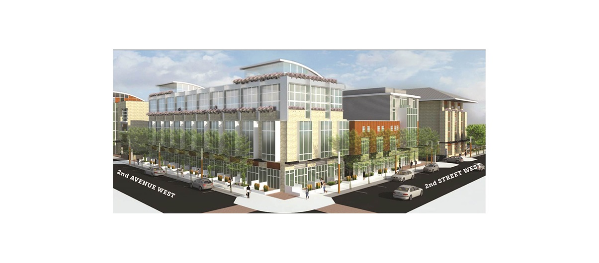 A rendering of La Vita Land's concept for Cochrane's old town hall site, which the developer has bought for $2.75 million.