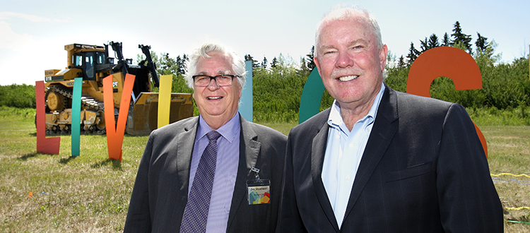 Ward 3 Coun. Jim Stevenson and Brookfield President and CEO Alan Norris were both on hand for the launch of the new Livingston community in north Calgary. Sales in the master-planned development are expected to start early next year. Photo by Wil Andruschak/for CREB®Now