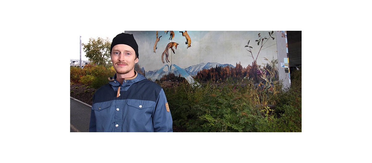 Curtis Van Charles Sorensen is behind the new Window to the Wild public art installation, a series of nine mixed media images of local wildlife along East Village’s RiverWalk that launched this week. Photo by Wil Andruschak/For CREB®Now