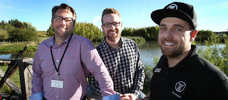 From left, James Robertson, president and and CEO of West Campus Development Trust; Ryan Moon, director of business development for Brookfield Properties; and Oliver Trutina, vice-president of Truman Homes. Photo by Wil Andruschak/for CREB®Now