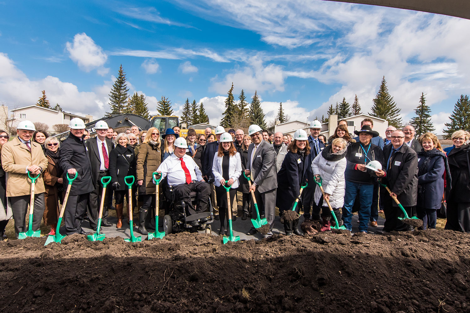 Calgary Centre MP Kent Hehr, Alberta’s Minister of Seniors and Housing Lori Sigurdson, and Mayor Naheed Nenshi were all on hand at the ground-breaking event for Horizon Housing Society’s new 161-unit affordable housing development in Glamorgan in April.
Courtesy Horizon Housing Society
