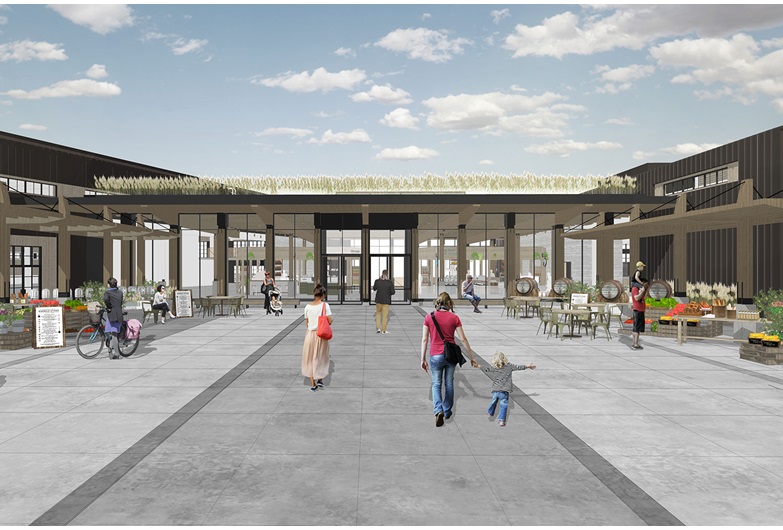 The rebuilt Symons Valley Ranch Market, designed by FRANK Architecture, will anchor a new master-planned community with high-density residential, retail, medical and educational elements.
Courtesy Frank Architecture