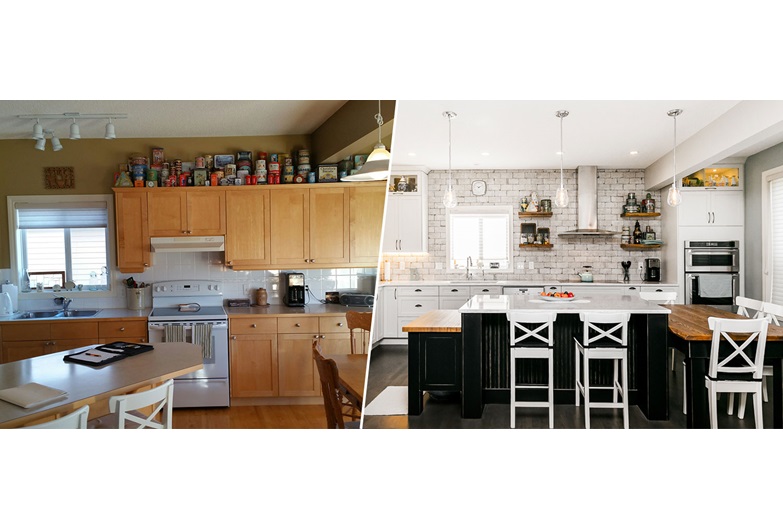 Janet and Glen Belbeck say their farmhouse chic kitchen, and other renovations, improved the value of their home significantly. Photo courtesy of M.A.D Renovations