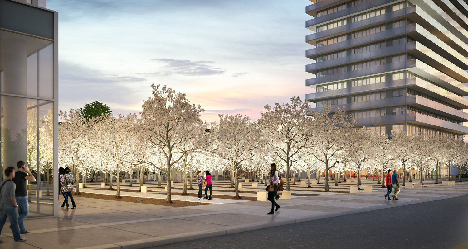 The Orchard project, which features a real orchard between two towers, is more than 50 per cent sold. Courtesy Lamb Development Corp.