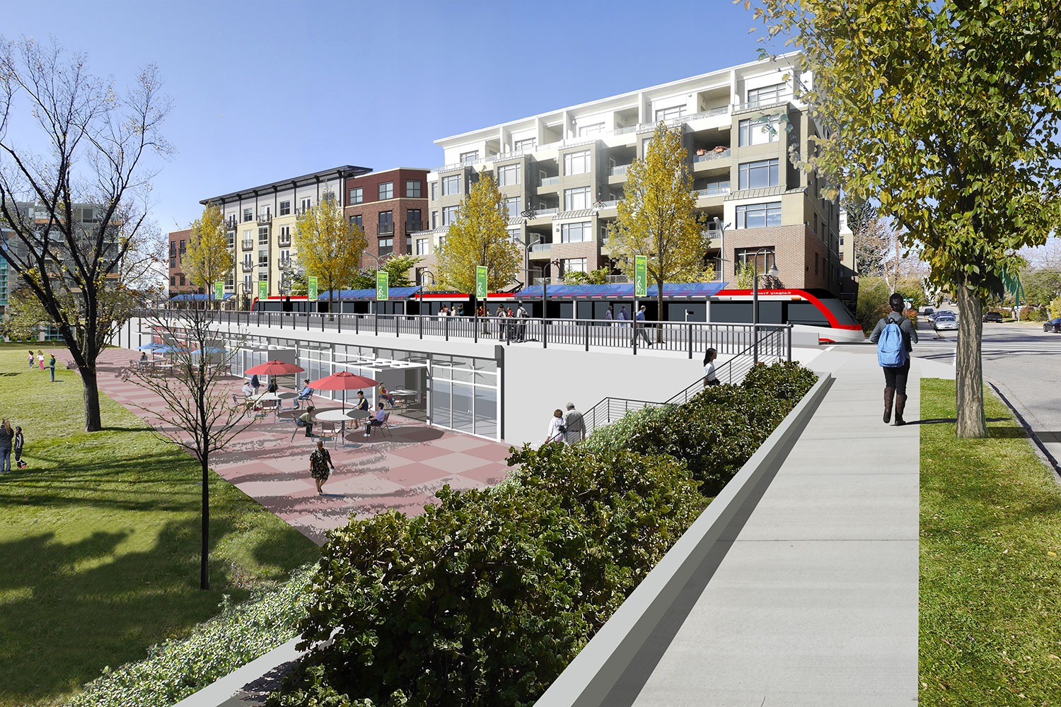 Transit-oriented development (TOD) around Green Line LRT stations could result in vibrant live, work, shop and play areas.
Courtesy City of Calgary