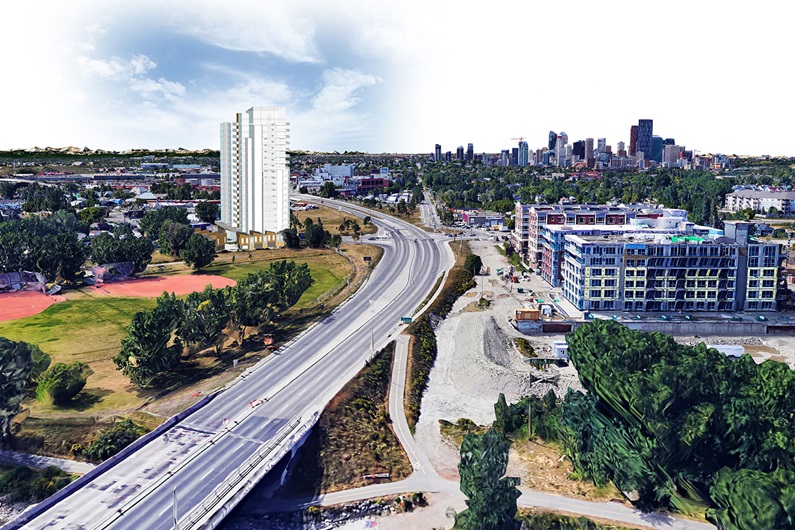 The Grid - a proposed, 20-storey, mixed-use condo development - would be the first of its kind in Inglewood.
Courtesy B&A Planning Group