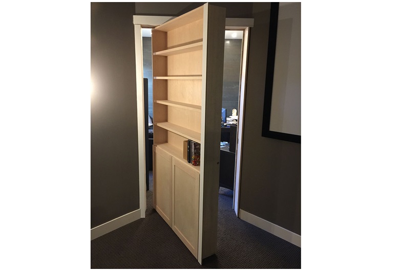 Many people use secret rooms to store valuables like chequebooks and passports, while others use them as personal oases, concealing a study or additional bathroom.
Courtesy Nulock Builders Inc.