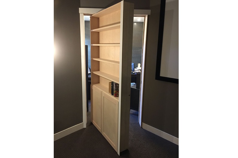 Many people use secret rooms to store valuables like chequebooks and passports, while others use them as personal oases, concealing a study or additional bathroom.
Courtesy Nulock Builders Inc.
