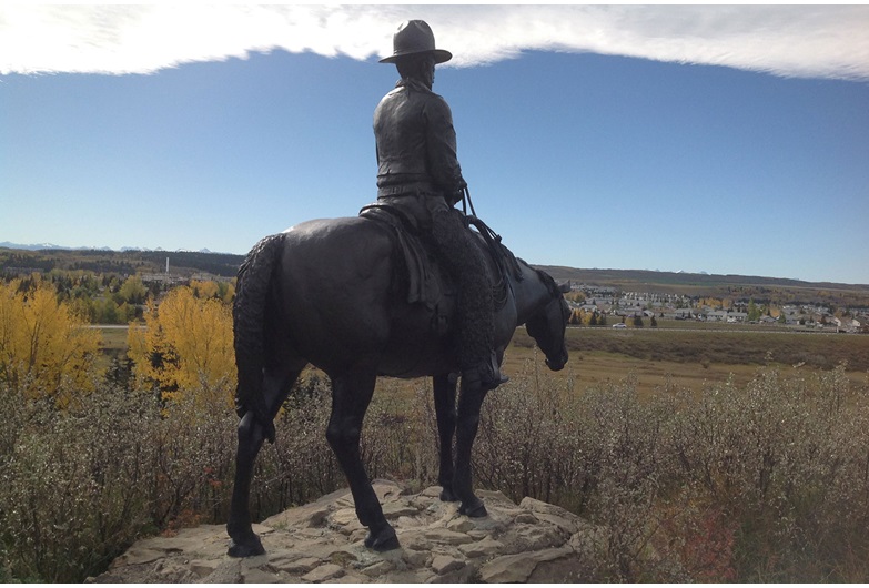 Cochrane's Men of Vision statue looks out over the town, where COVID-19 has fuelled an increase in home sales this year.
Courtesy of the Town of Cochrane