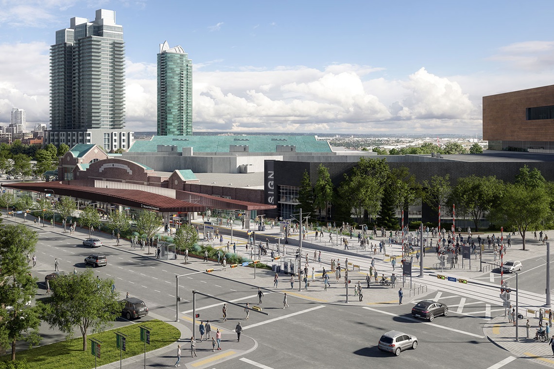 An artist's rendering of the 17th Avenue S.E. extension and Victoria Park/Stampede Station rebuild project.
Courtesy of Calgary Municipal Land Corp.